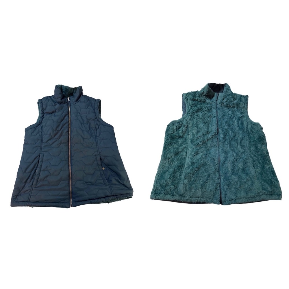 FREE COUNTRY Reversible Vest
Teal Green Size Large Full Zip Fur Water Resistant
